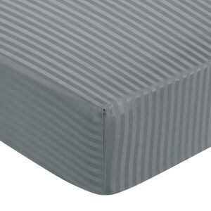100GSM Polyester Striped Fitted Bed Sheets Deep Pocket Dark Gray FULL